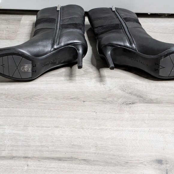 $550 AQUATALIA Miranda nap POINTY TOE STILETTO HEEL Leather/suede BLACK Size 8M - Picture 9 of 9